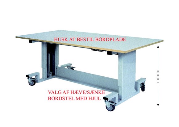 Bordstel med hjul og el-hæve/sænke funktion