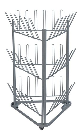 Sko tørrestativ for 54 sko grå med 3 hjul